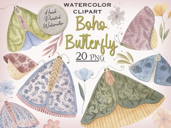 Boho Butterfly Watercolor Clipart: Illustrations Review
