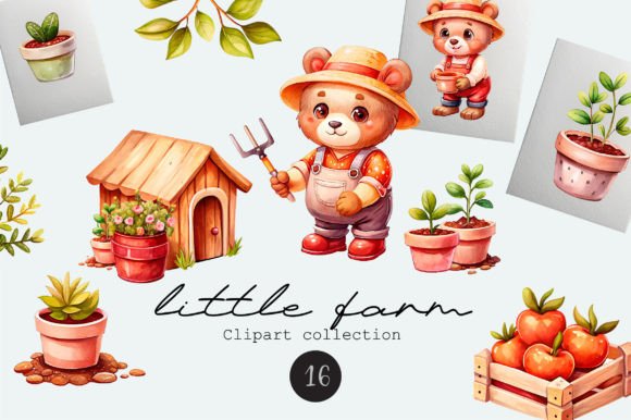 Farm Watercolor Clipart Set: Editorial Illustrations