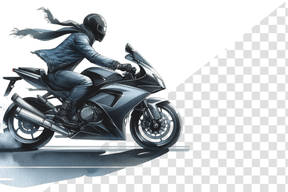 MotorVibes Watercolor Moto Clipart: Editorial Illustrations