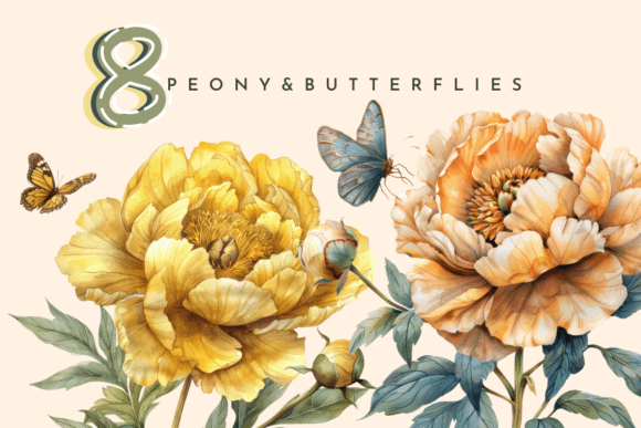 Peony Flower Illustrations: Watercolor Yellow Floral Review