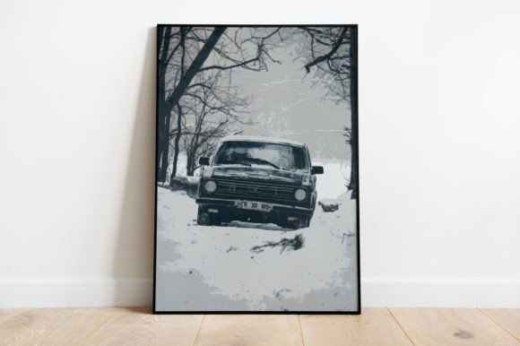Retro Vintage Car Poster Watercolor Illustrations