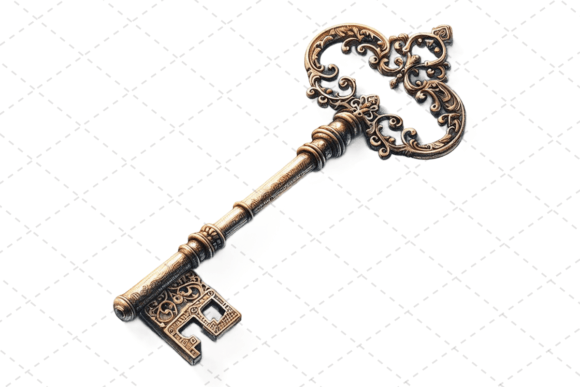 Vintage Watercolor Key Clipart for Editorial Illustrations