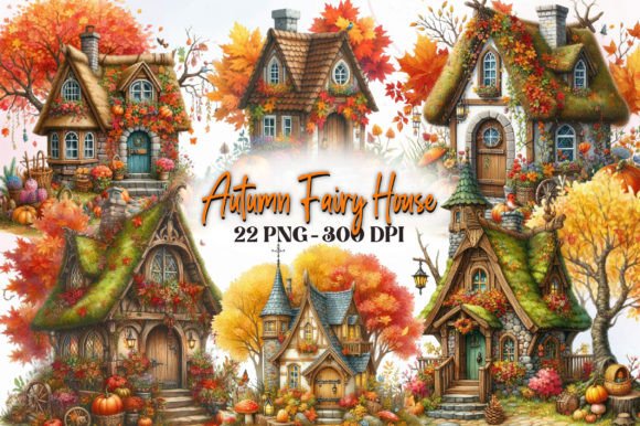 Watercolor Autumn Fairy House Illustrations Review