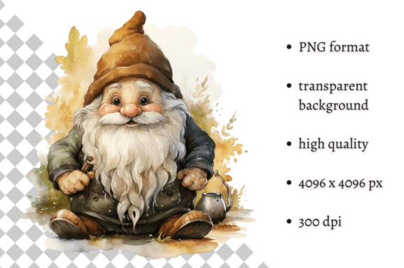 Watercolor Autumn Gnome Fall Clipart Illustrations