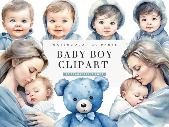 Watercolor Baby Boy Clipart Bundle: Illustrations Review