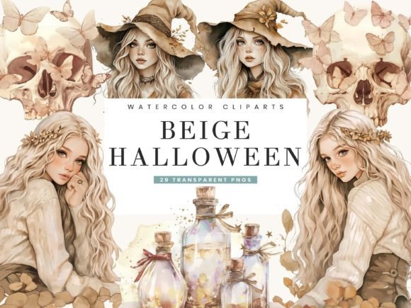 Watercolor Beige Halloween Illustrations Review