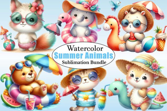 Watercolor Cute Summer Animals Illustrations Review