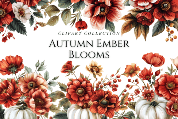 Watercolor Fall Flowers Autumn Embers Illustrations