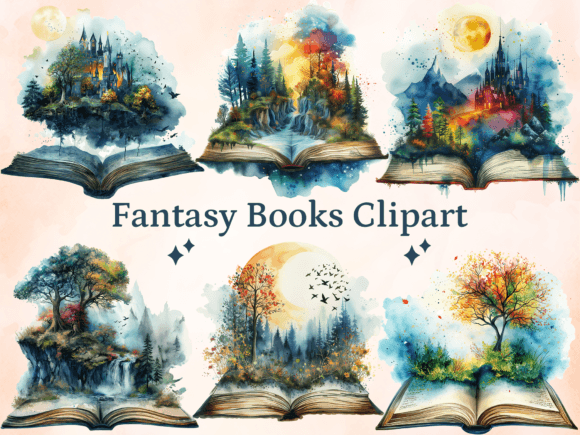 Watercolor Fantasy Books Illustrations for Branding