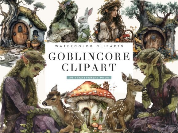 Watercolor Goblin Core Clipart Bundle: Illustrations Review