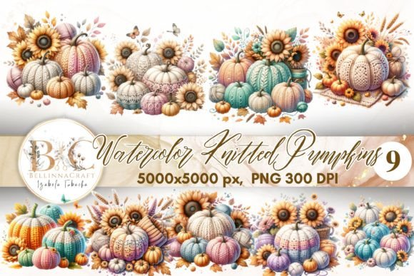 Watercolor Knitted Pumpkins Clipart Review