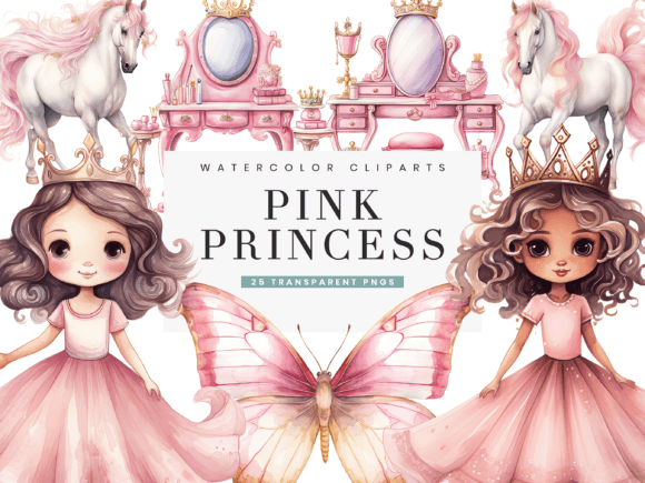 Watercolor Pink Little Princess Clipart Review