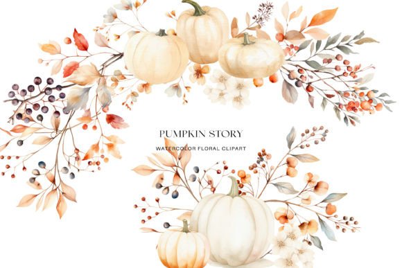 Watercolor Pumpking Clipart for Embroidery