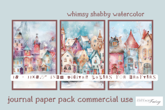 Watercolor Quirky Town Illustrations for Digital Products