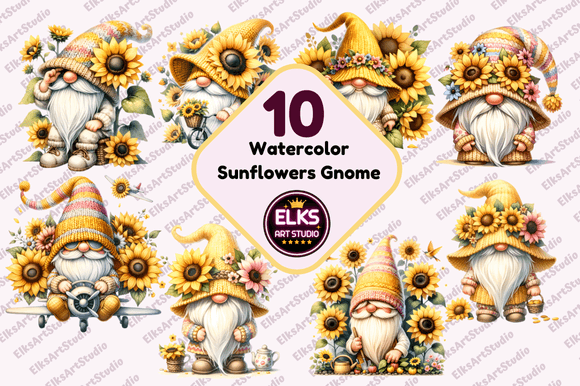 Watercolor Summer Garden Sunflowers Gnome Review