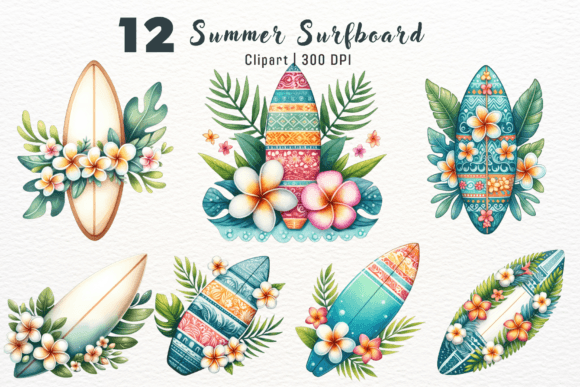 Watercolor Summer Surfboard Clipart: An Embroidery Review