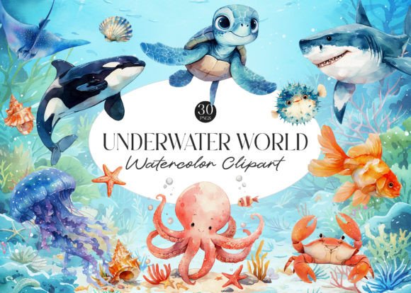 Watercolor Underwater World Clipart Illustrations Review