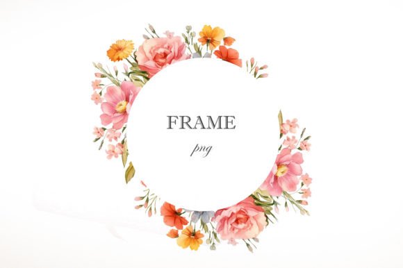 Watercolor Wildflowers Frame: Editorial Illustrations