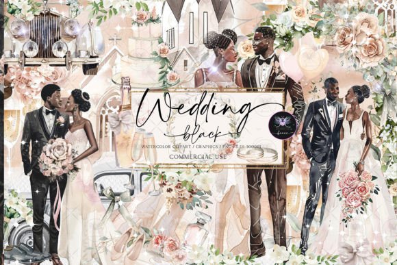 Wedding Clipart Watercolor Illustrations for Branding